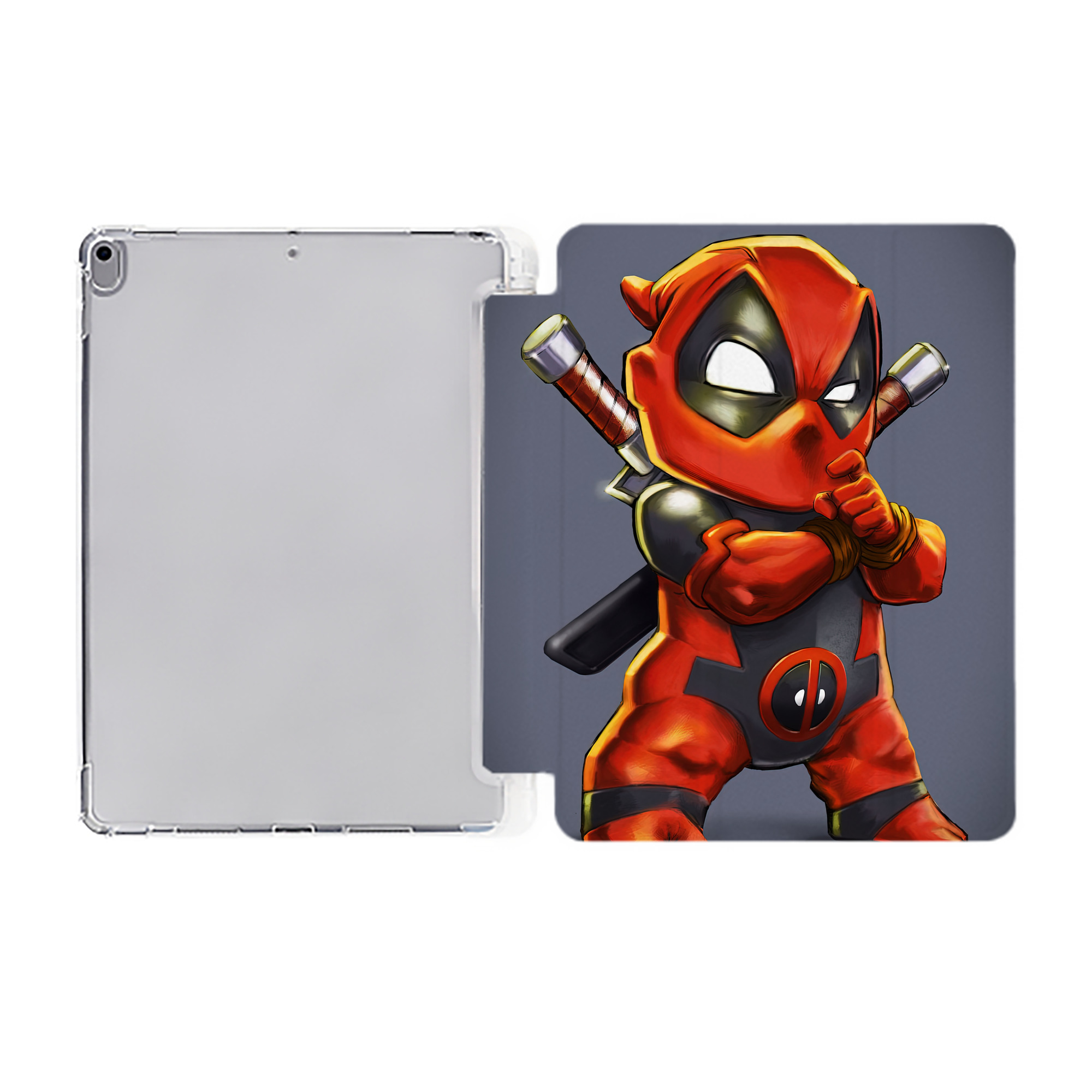 （画像用） Deadpool デッドプール IPad ケース ペン収納付き 三つ折りスタンド PUレザー×シリコン 対応機種9.5/10.5/10.9インチ